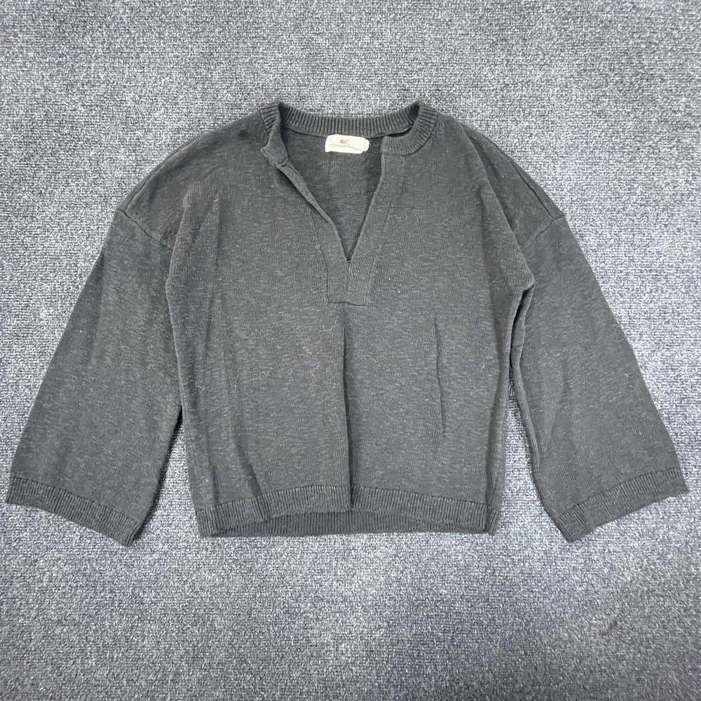 Vineyard Vines Sweater Womens XXS Gray Pullover Split Neck 3/4 Sleeve Casual